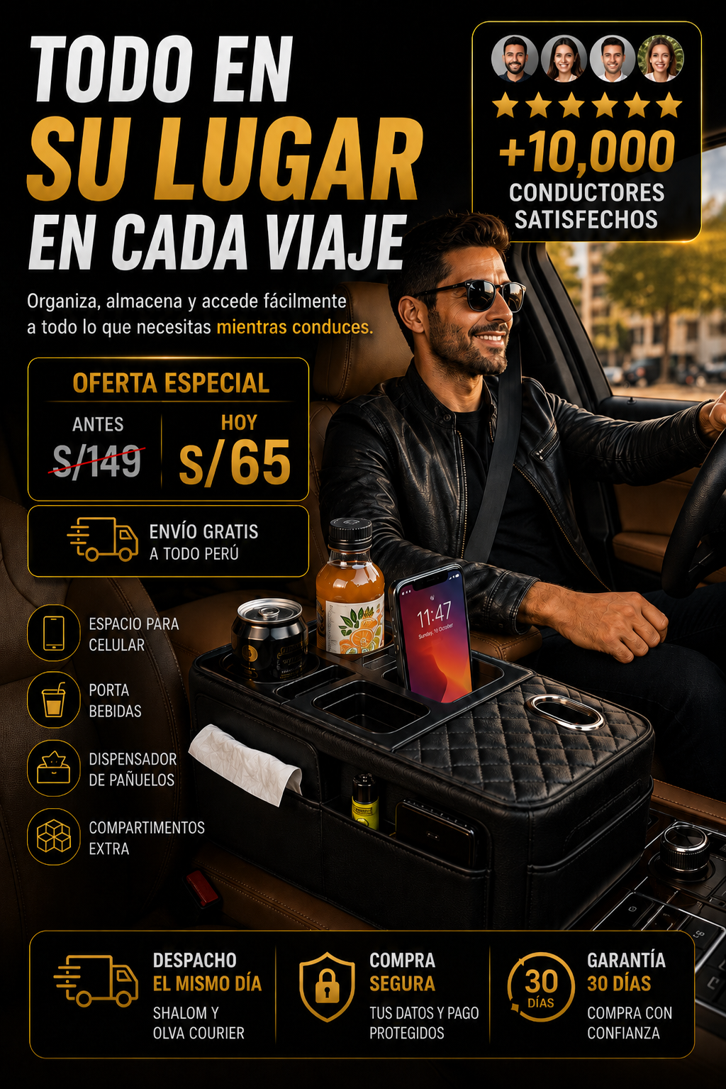 APOYA BRASOS FUNCIONAL PARA AUTO