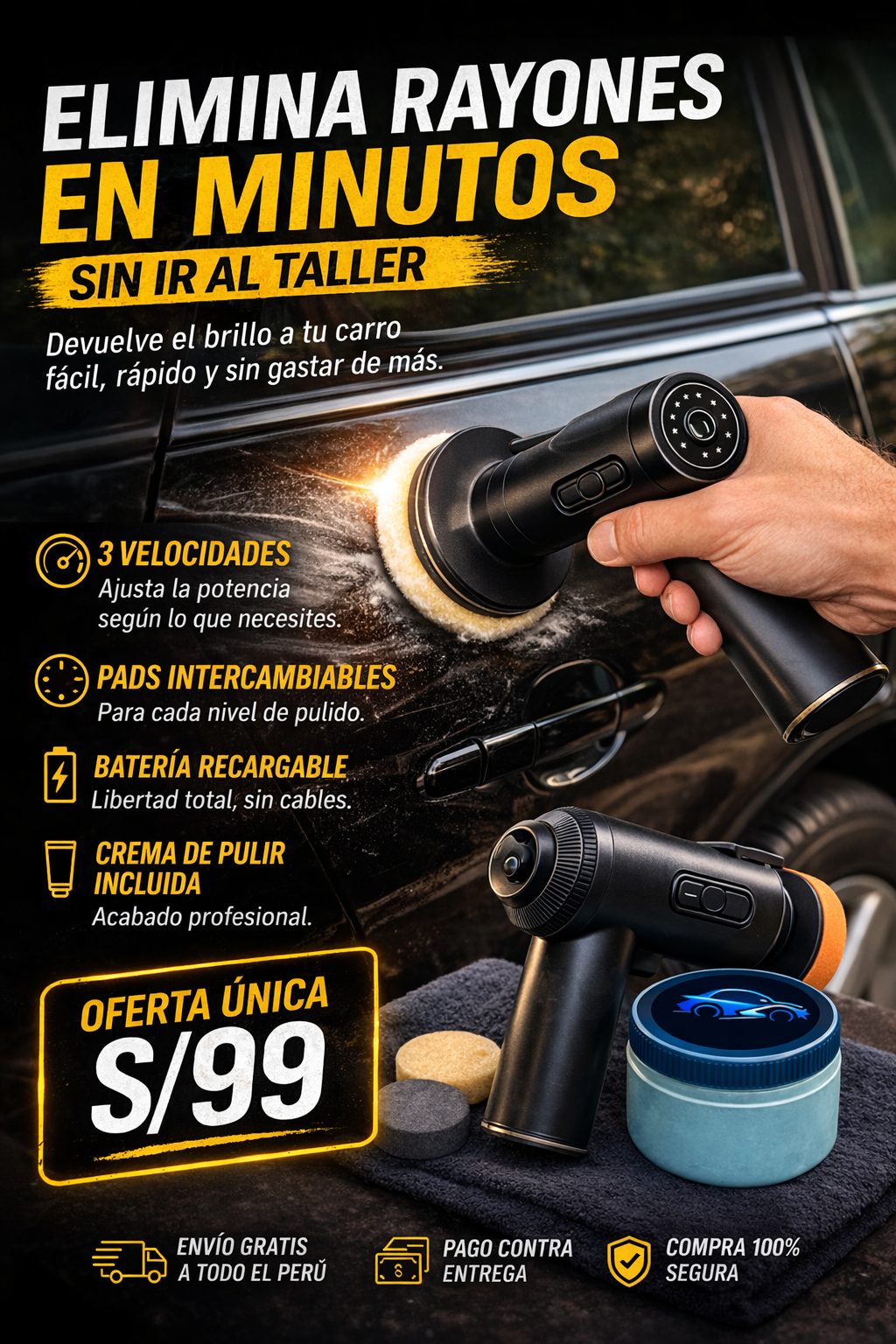 PULIDOR RECARGABLE + CREMA DE PULIR GRATIS 🎁