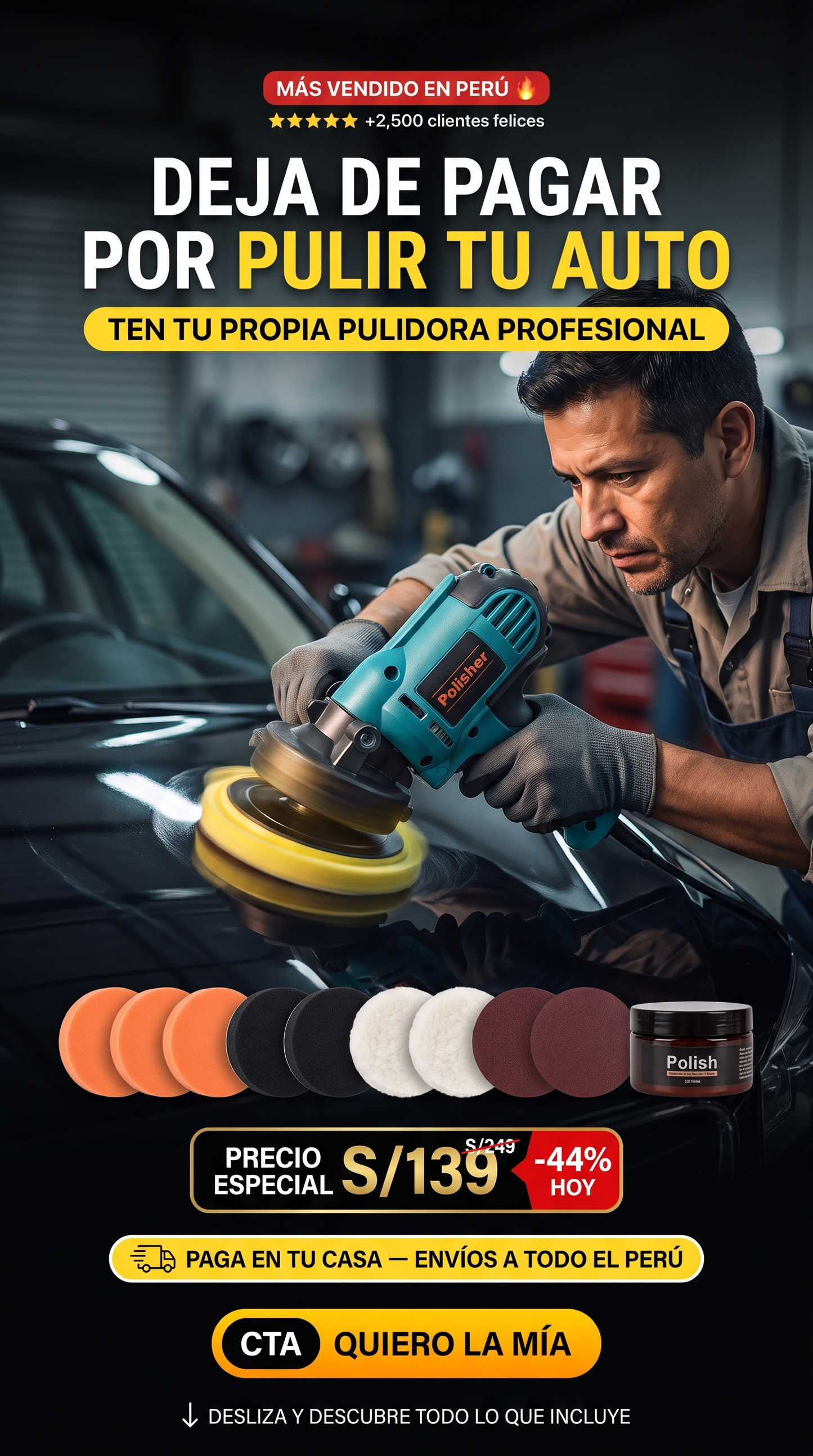 PULIDORA AMERICANA CON VELOCIDAD REGULABLE