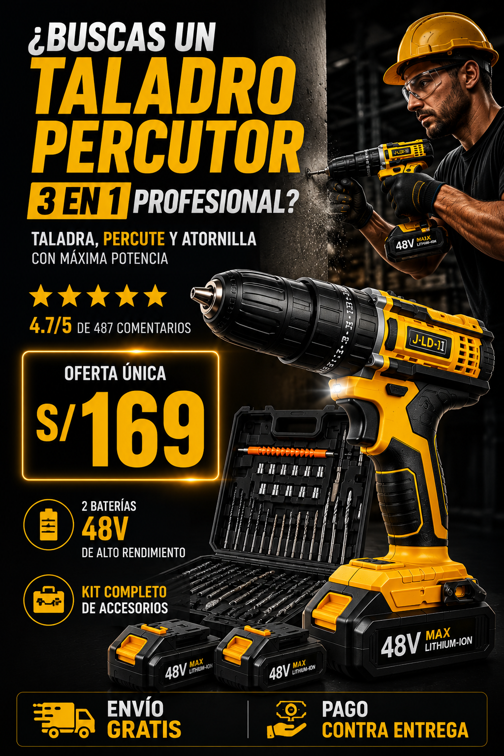 TALADRO - PERCUTOR Y ATORNILLADOR 3 EN 1