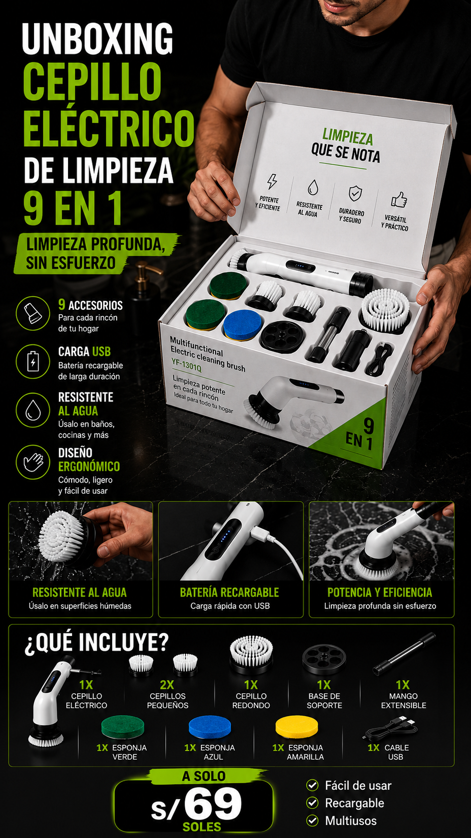 CEPILLO PORTATIL MULTIFUNCIONAL 9 EN 1