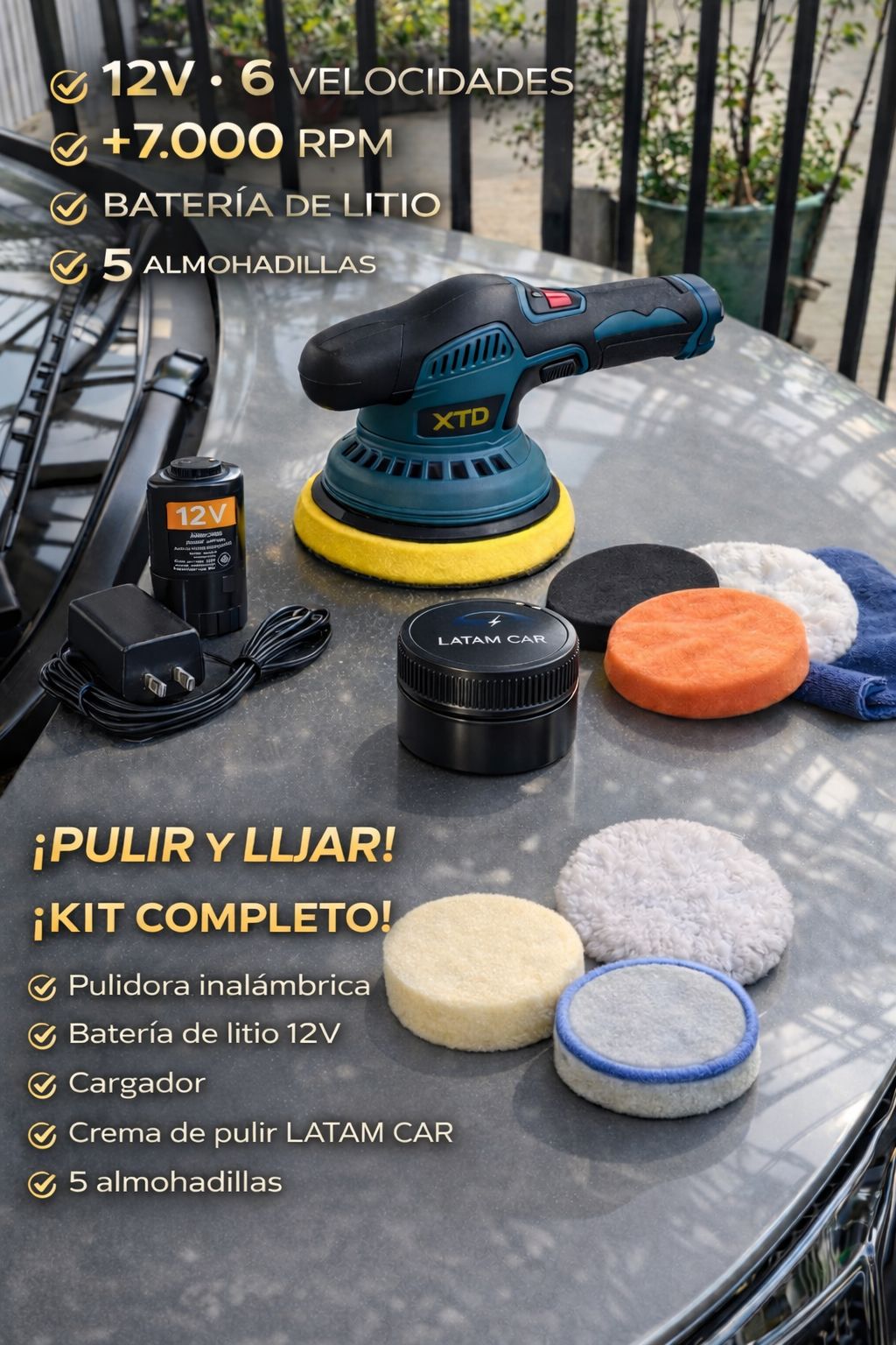 POTENTE PULIDOR PORTATIL 6 VELOCIDADES